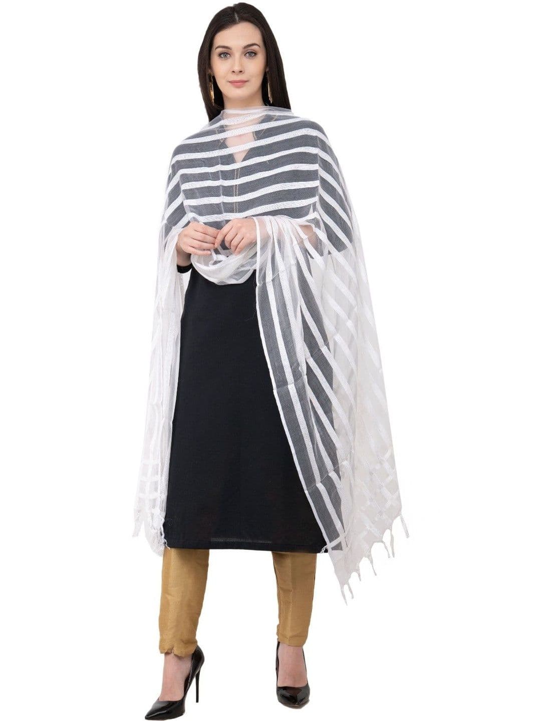 A R SILK Striped Dupatta thumbnail 4