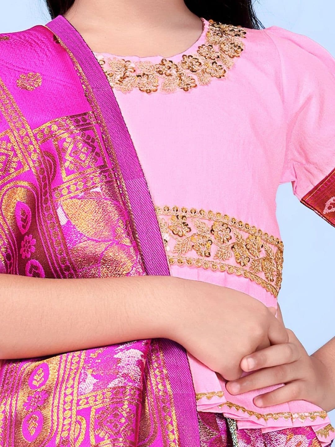 KALINI Girls Embroidered Ready to Wear Lehenga & Blouse With Dupatta thumbnail 4