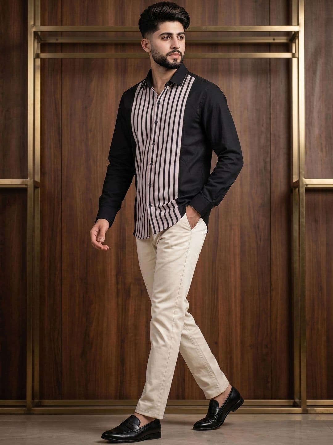 N AND J Men Striped Casual Shirt thumbnail 3