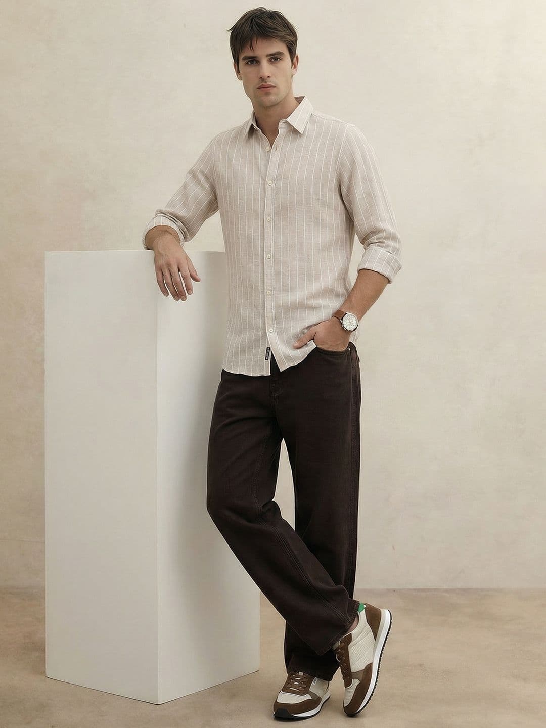 THE SHIRT CODE Slim Fit Vertical Striped Casual Shirt thumbnail 2