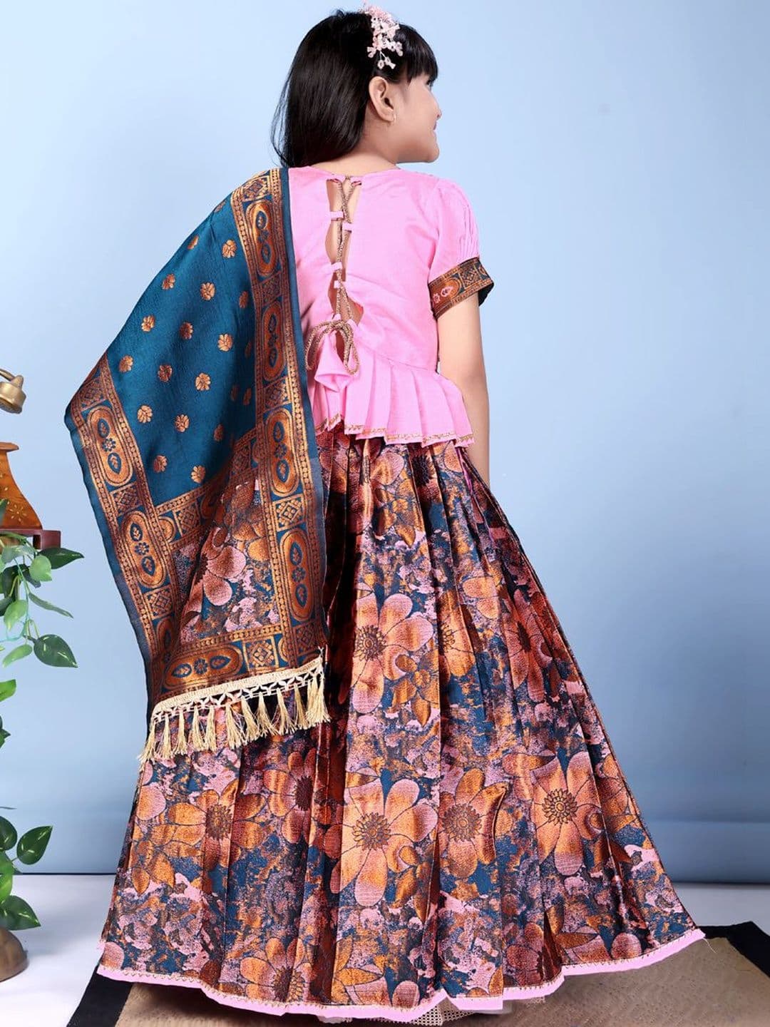 KALINI Girls Embellished Sequinned Ready to Wear Lehenga & Blouse With Dupatta thumbnail 3