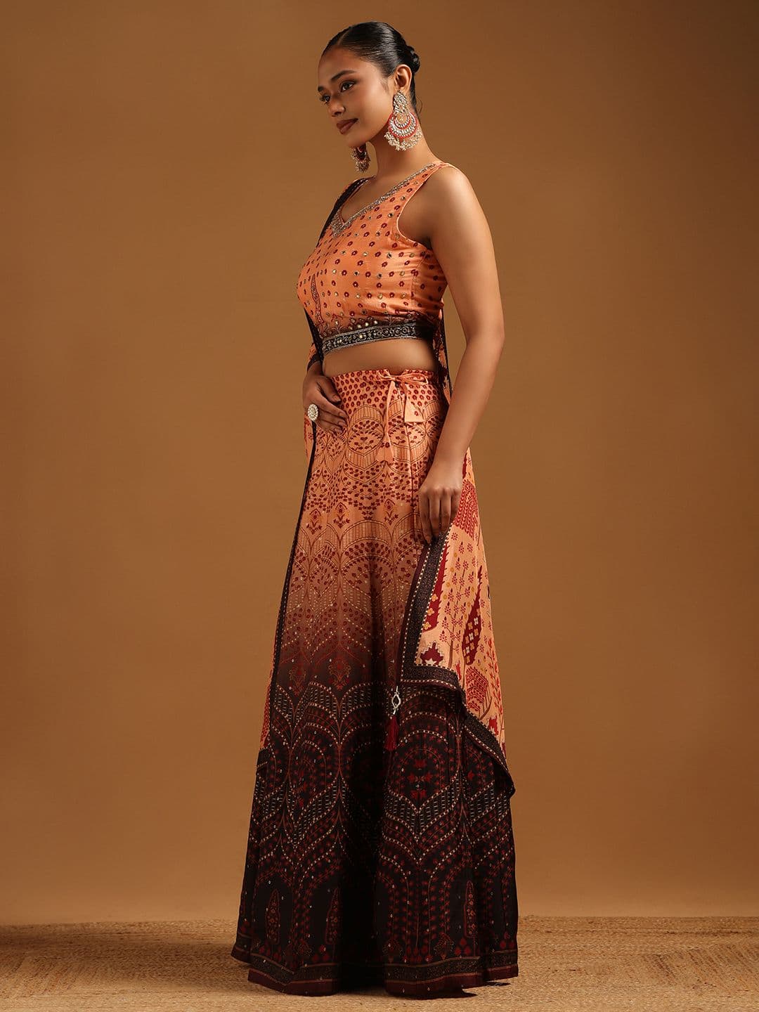 Soch Embellished Sequinned Semi-Stitched Lehenga & Blouse With Dupatta thumbnail 3
