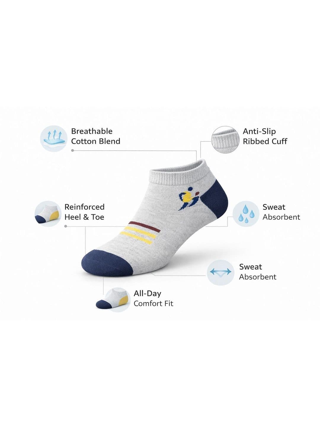 Blacktank Men Pack of 3 Cotton Patterned Ankle Length Socks thumbnail 3