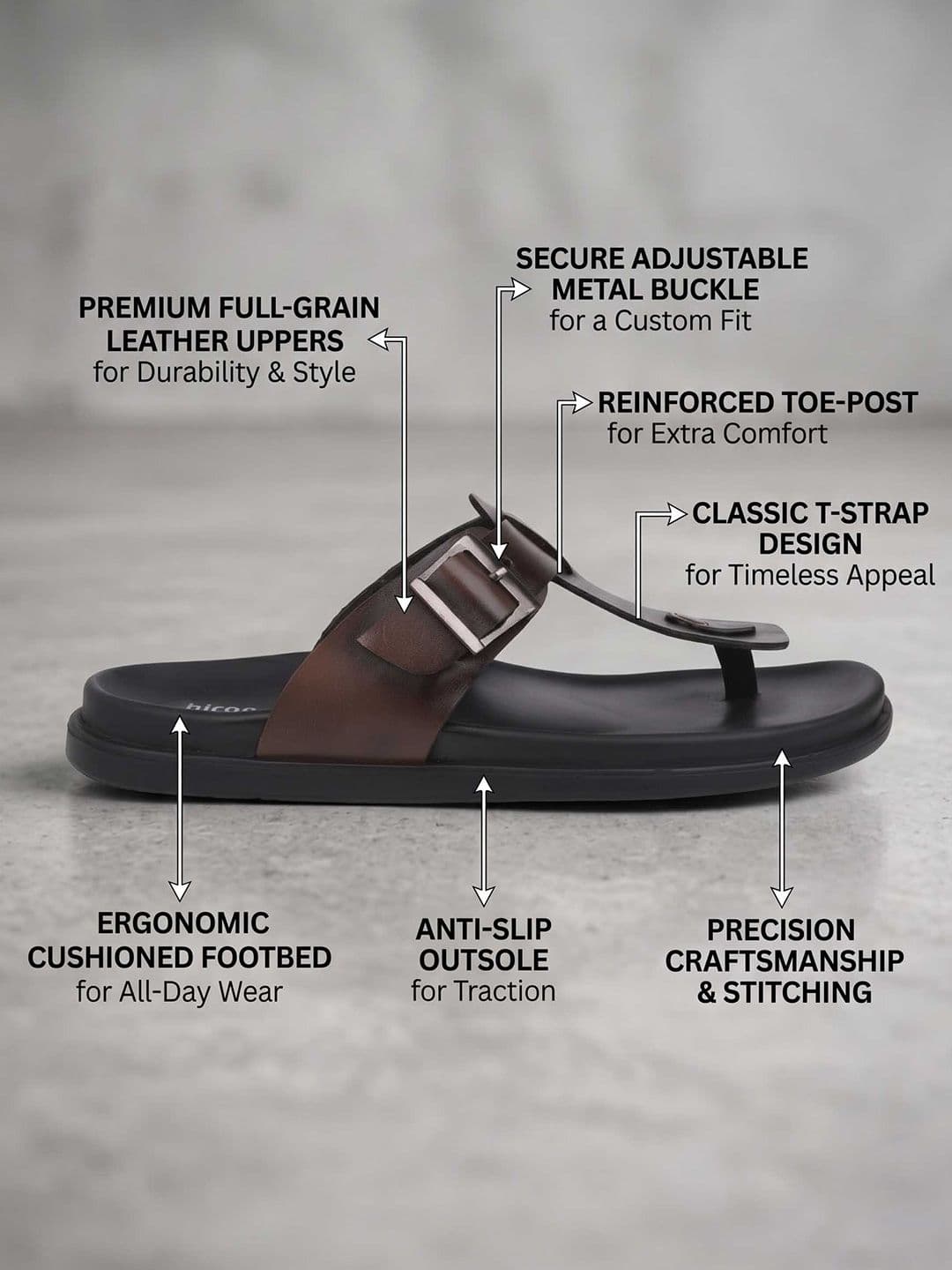 HERE&NOW Men Leather Comfort Sandals thumbnail 4