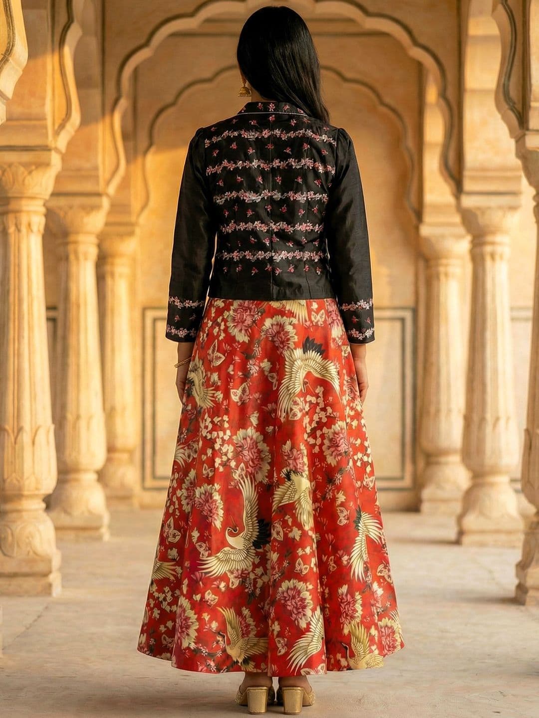 Kaizen TEXO FAB Multicolour Semistitched Croptop Choli With Unstitched Blouse thumbnail 3