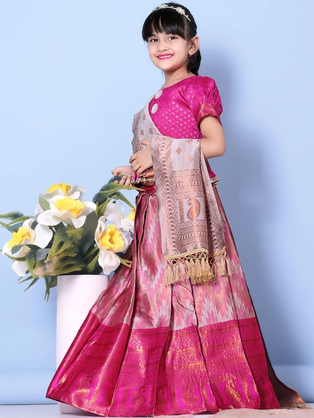 KALINI Girls Ready to Wear Lehenga & Blouse With Dupatta thumbnail 5