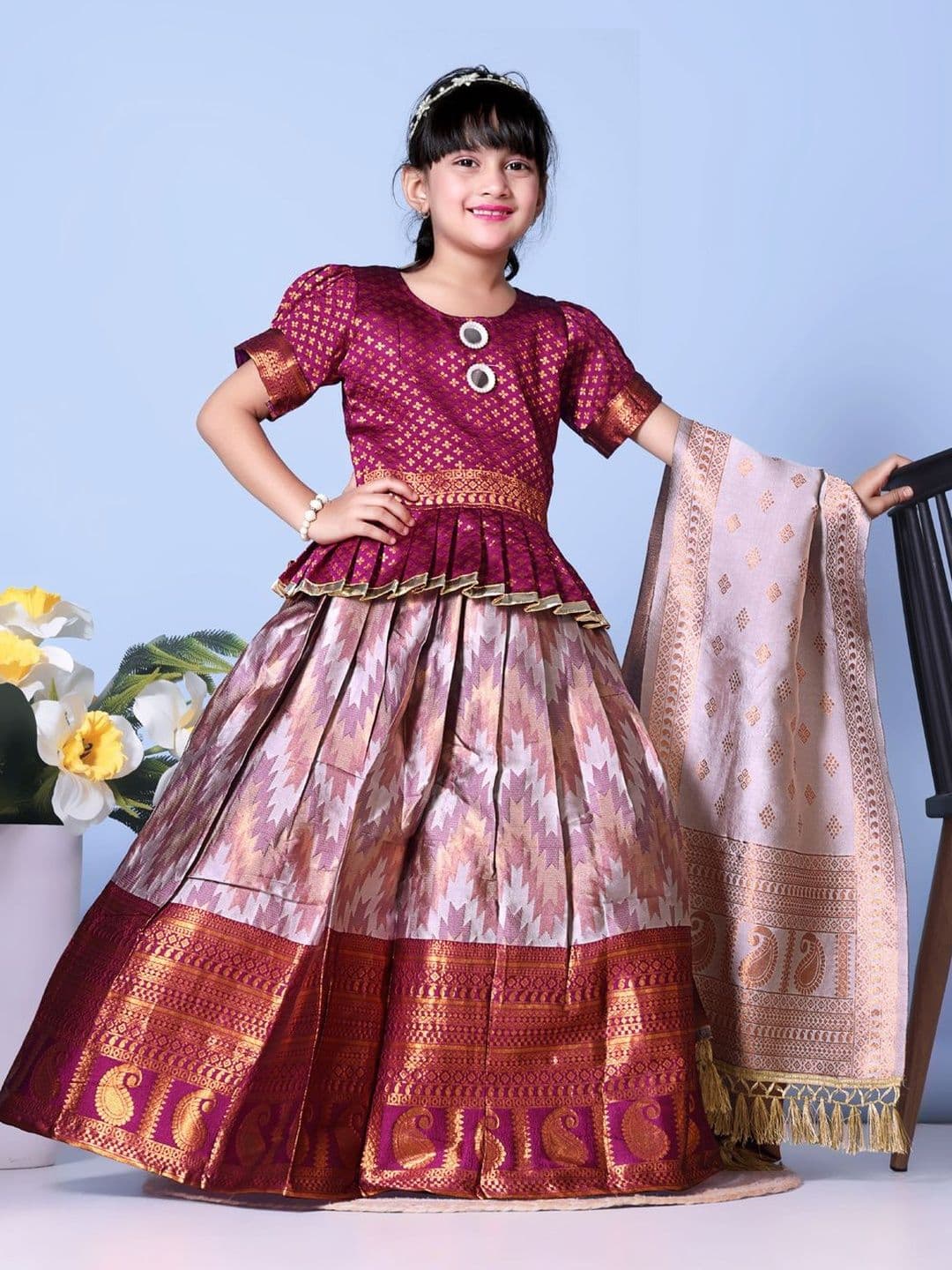KALINI Girls Ready to Wear Lehenga & Blouse With Dupatta thumbnail 4