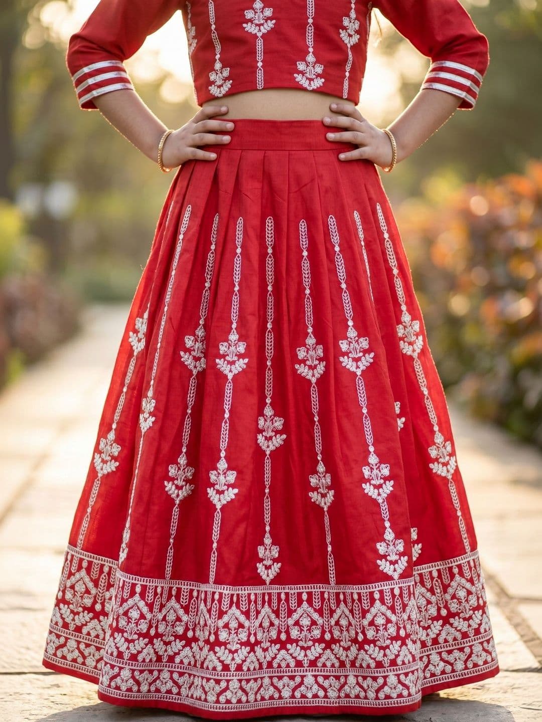 KALINI Girls Embroidered Thread Work Ready to Wear Lehenga & thumbnail 2