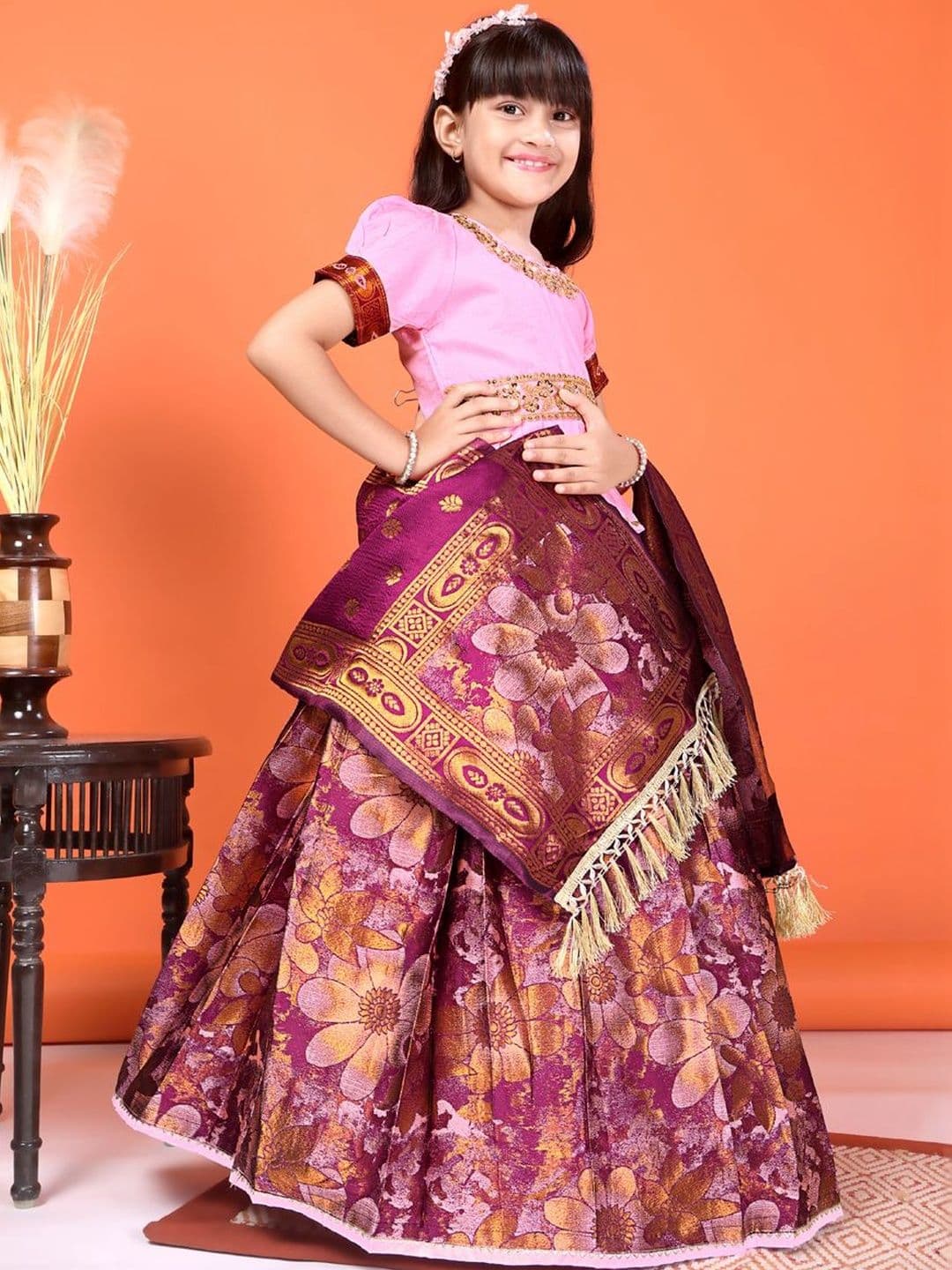 KALINI Girls Embellished Ready to Wear Lehenga & Blouse With Dupatta thumbnail 3