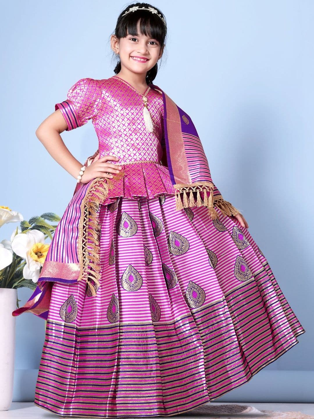 KALINI Girls Ready to Wear Lehenga & Blouse With Dupatta thumbnail 4