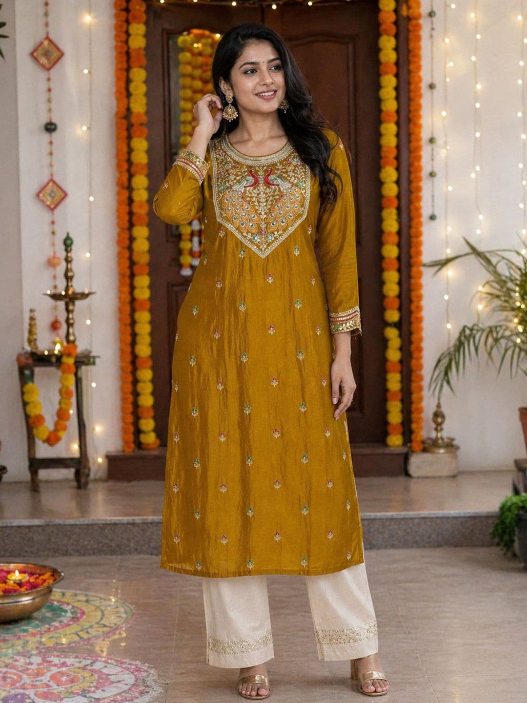 rarethread Women Ethnic Motifs Embroidered Thread Work Kurta thumbnail 4