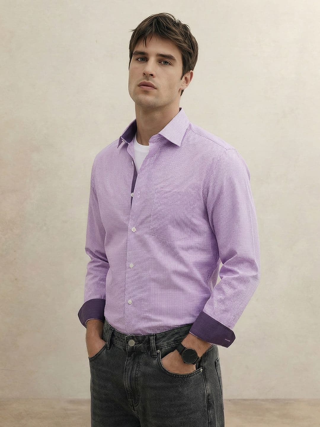 THE SHIRT CODE Slim Fit Self Designed Casual Shirt thumbnail 8