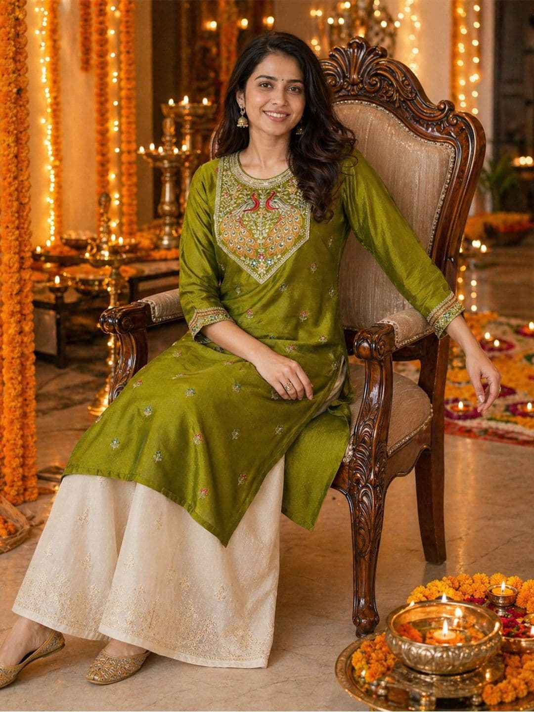 rarethread Women Ethnic Motifs Embroidered Thread Work Kurta thumbnail 2