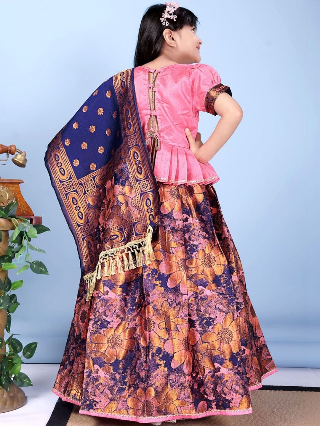KALINI Girls Embellished Semi-Stitched Lehenga & Blouse With Dupatta thumbnail 5