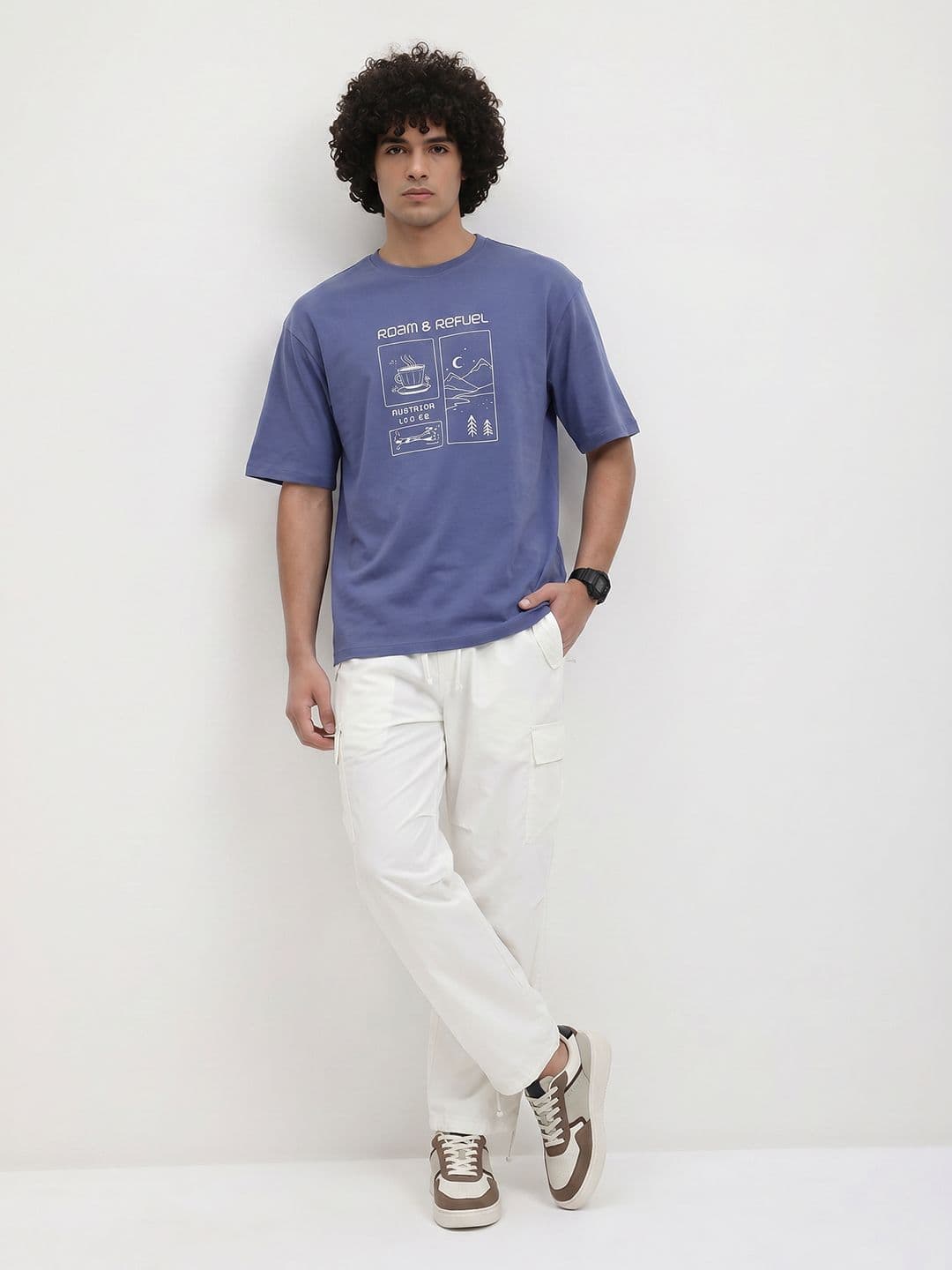 The Roadster Life Co. Relaxed Fit Printed Pure Cotton T-Shirt thumbnail 4