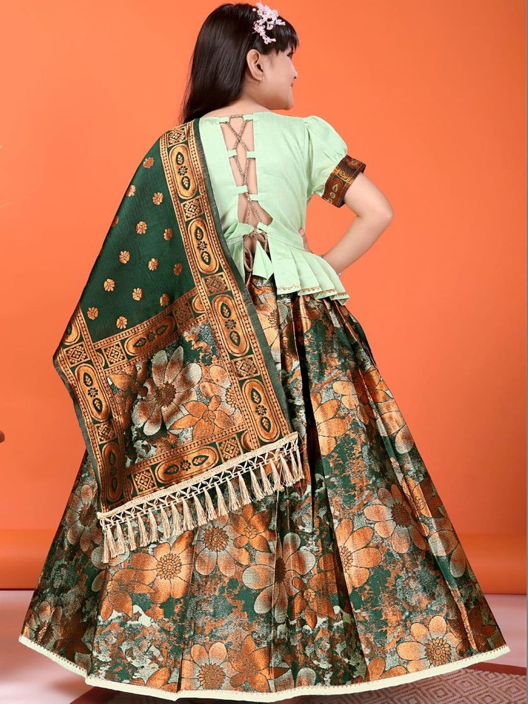 KALINI Girls Embellished Sequinned Ready to Wear Lehenga & Blouse With Dupatta thumbnail 2