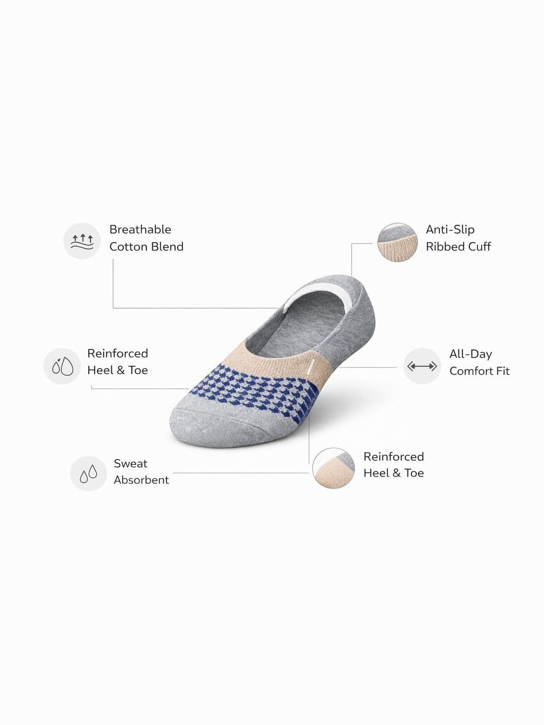 Blacktank Men Pack of 5 Cotton Patterned Shoe Liners Socks thumbnail 4