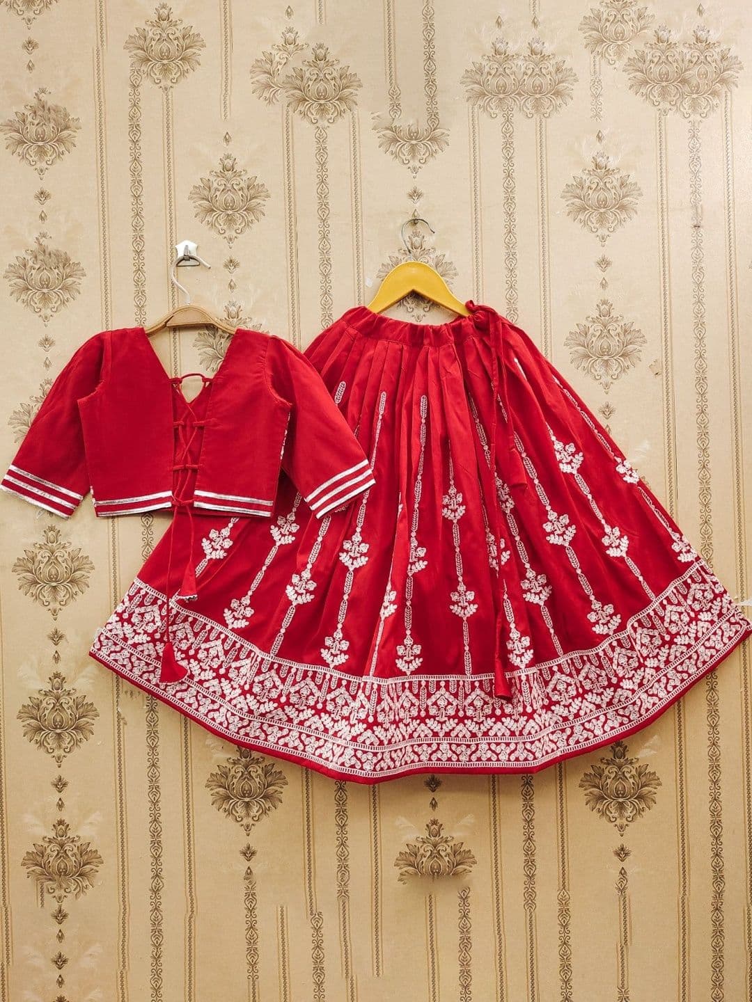 KALINI Girls Embroidered Thread Work Ready to Wear Lehenga & thumbnail 4