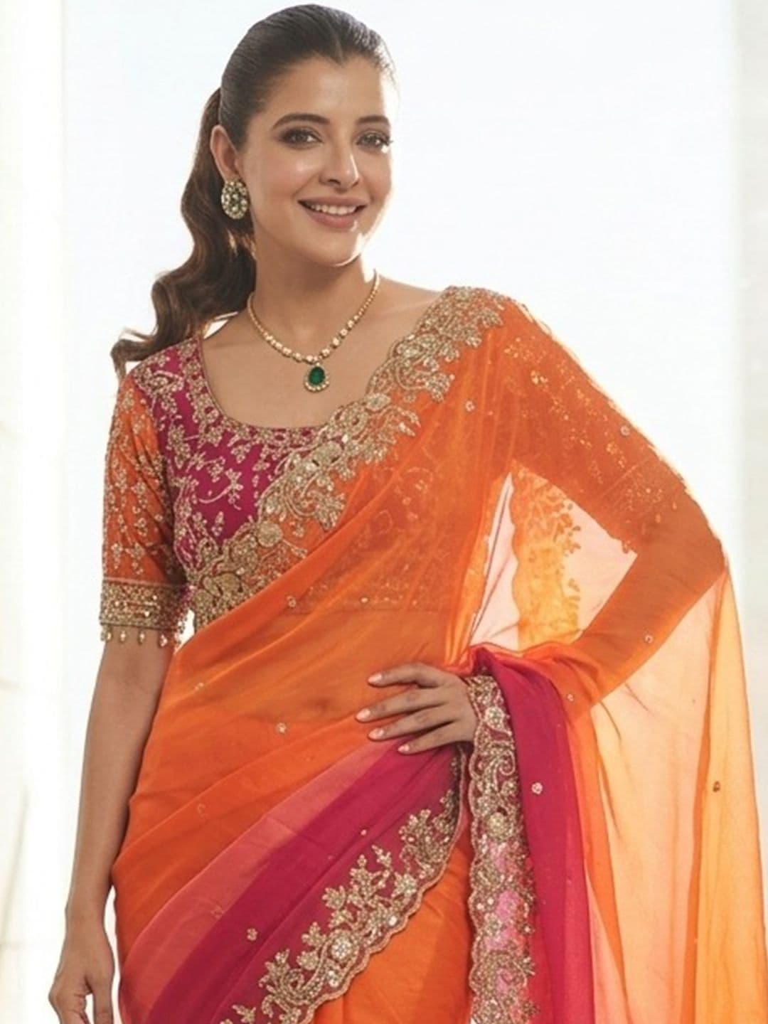Sangria Embroidered Sarees With Unstitched Blouse Piece thumbnail 6