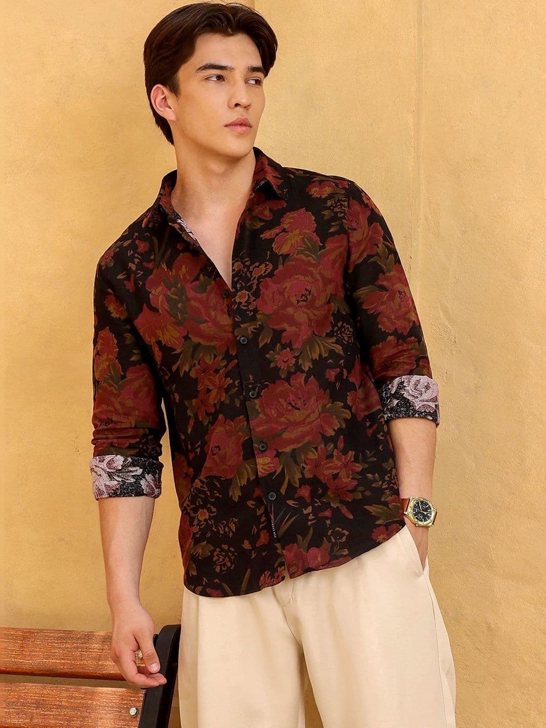 CAHOOT Men Slim Fit Floral Printed Casual Shirt thumbnail 3