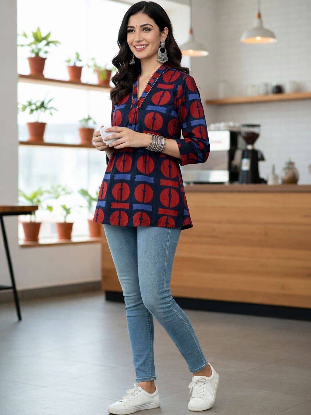 KALINI Women Geometric Printed Kurta - view 1