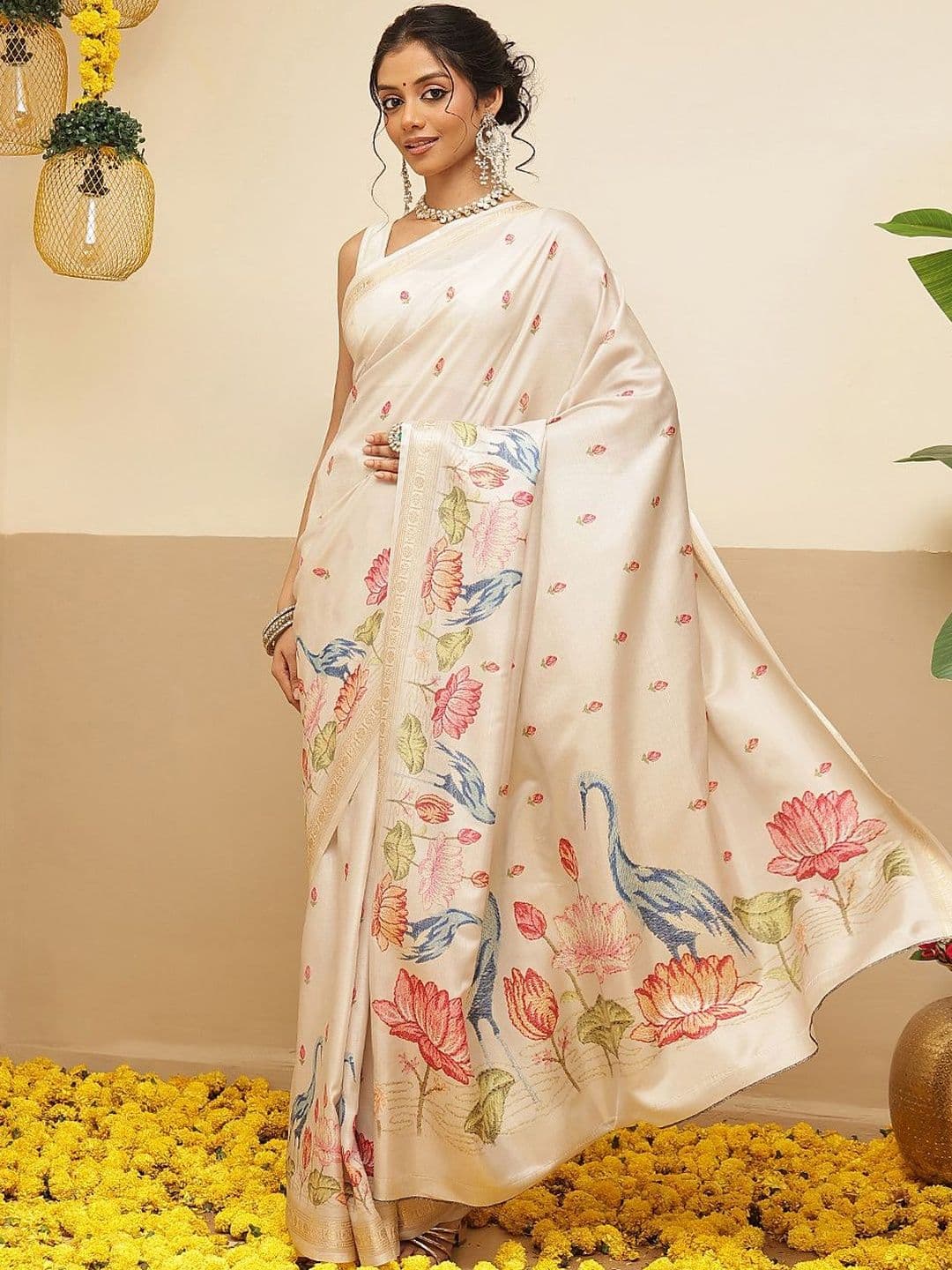 Silk Land Ethnic Motifs Embroidered Art Silk Designer Mysore Silk Saree thumbnail 6