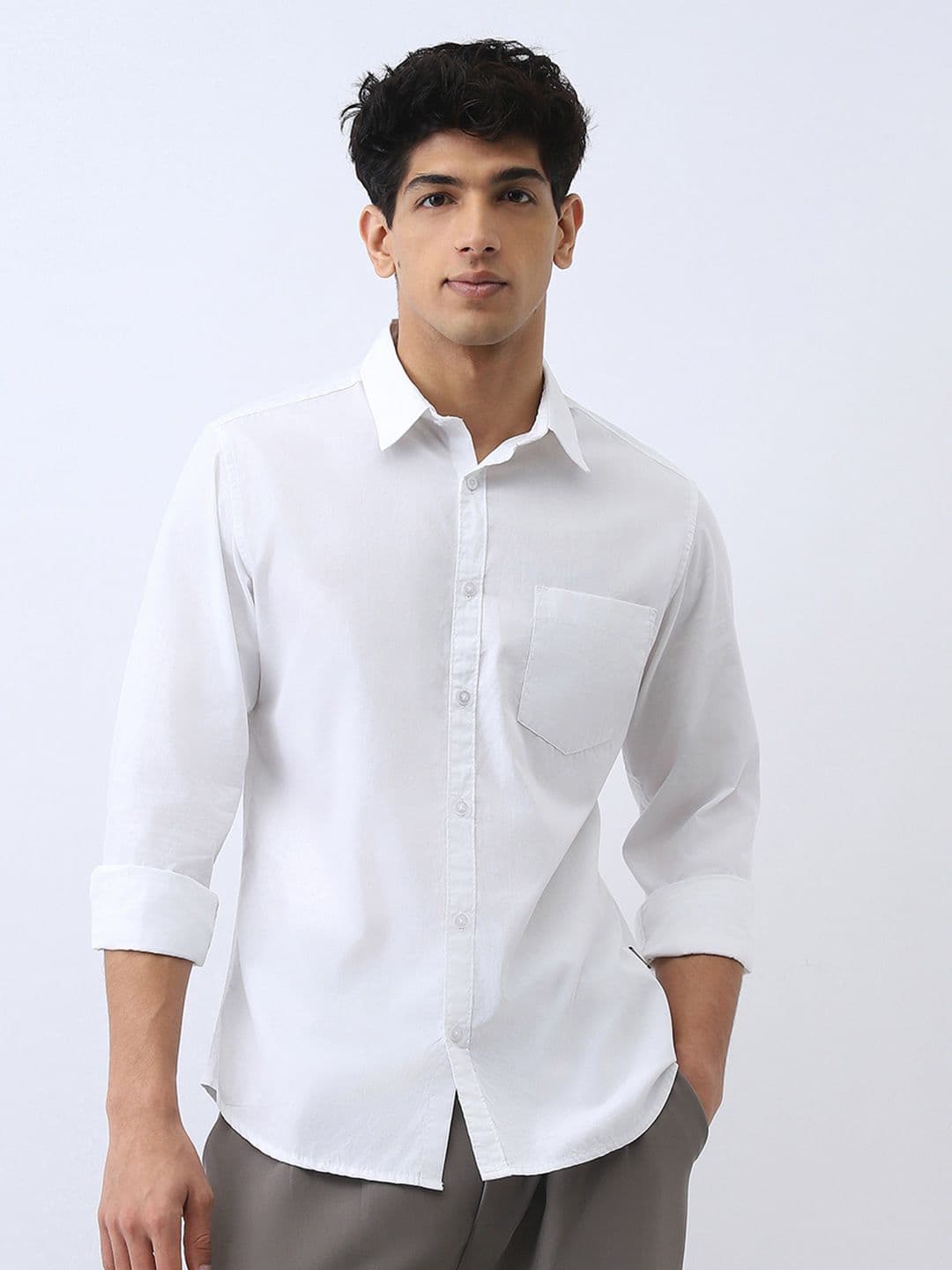 Urbano Fashion Men Cotton Full Sleeve Regular Fit Casual Solid Shirt thumbnail 3