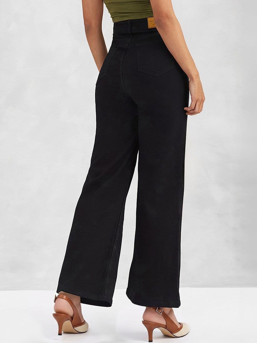 Mast & Harbour Women Wide Leg High Rise Clean Look Regular-Length Stretchable Denim Jeans thumbnail 2