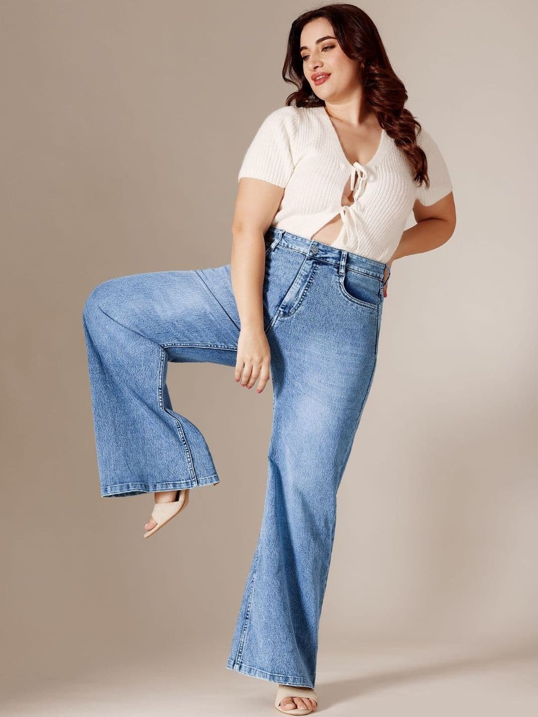 Miss Chase A+ Plus Size Women Wide-Leg High Rise Regular Length Stretchable Denim Jeans thumbnail 4
