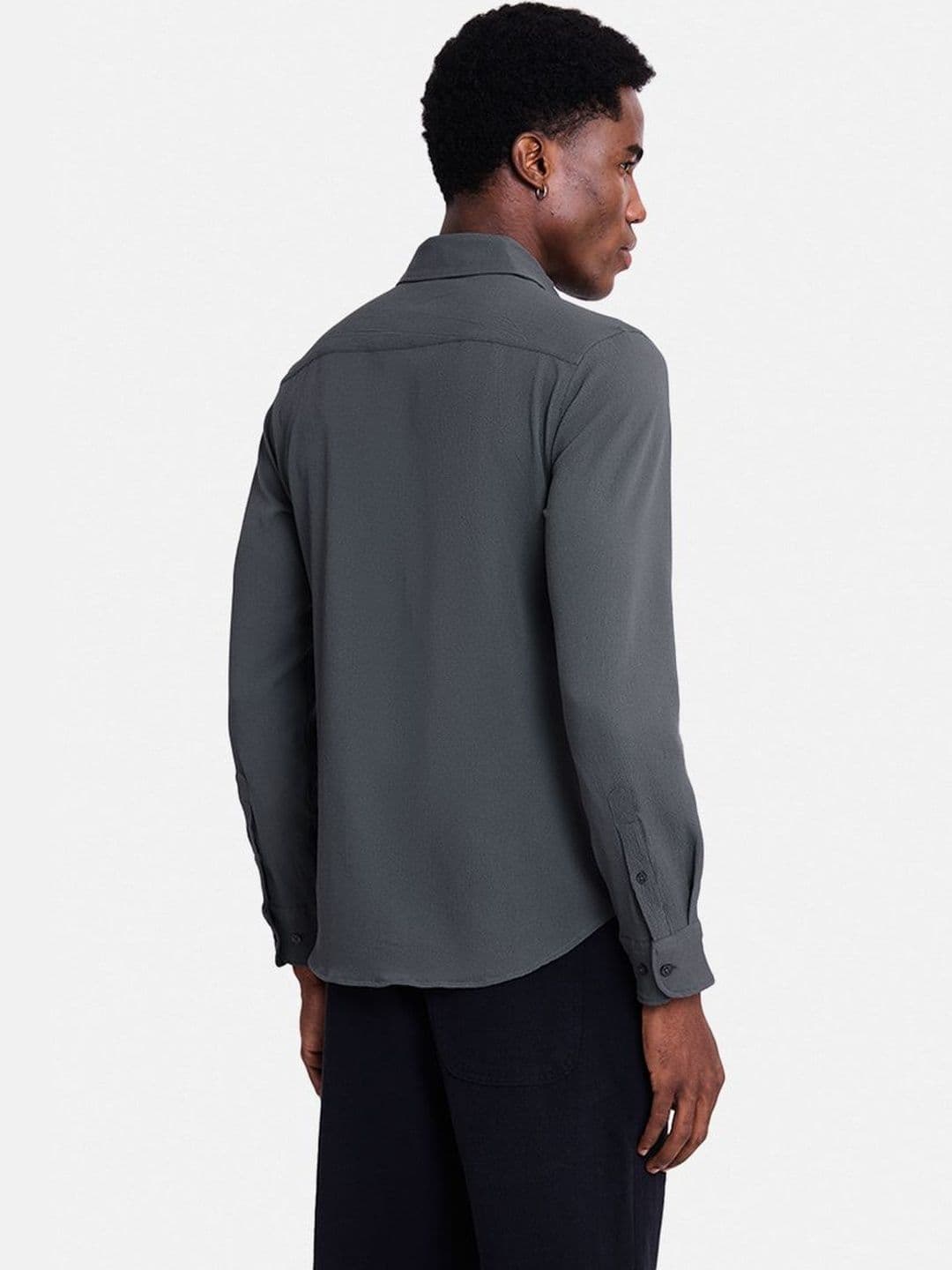 Snitch Charcoal Grey Textured Shirt thumbnail 5