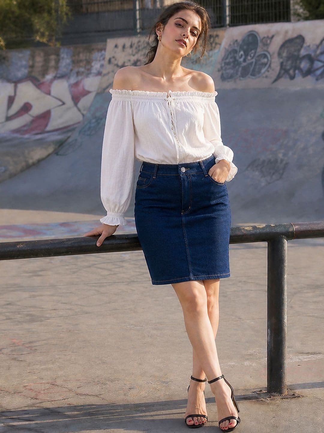 COUTUME COLLECTIONS Women Denim Above Knee Pencil Skirt thumbnail 4
