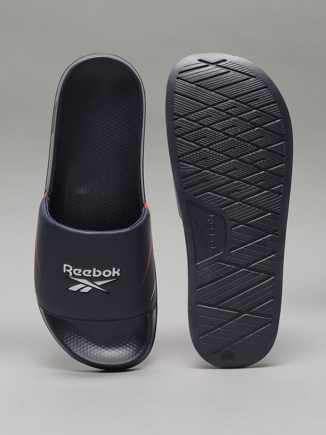 Reebok Men Navy Logo Printed Sliders thumbnail 3