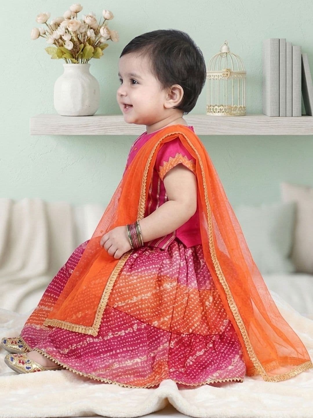 Here&Now X Kinder Kids Girls Embellished Ready to Wear Lehenga & Blouse With Dupatta thumbnail 5