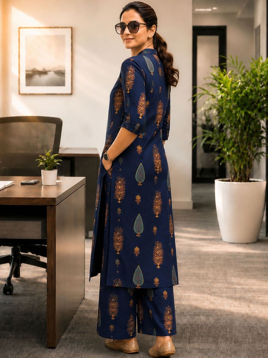 Klere Women Ethnic Motifs Printed Regular Kurta with Palazzos thumbnail 2
