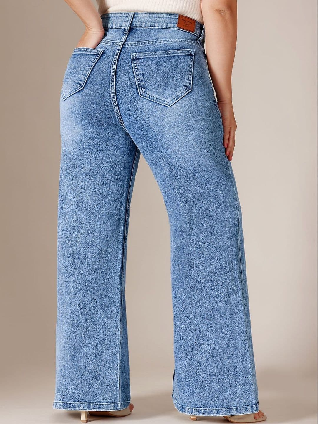 Miss Chase A+ Plus Size Women Wide-Leg High Rise Regular Length Stretchable Denim Jeans thumbnail 6