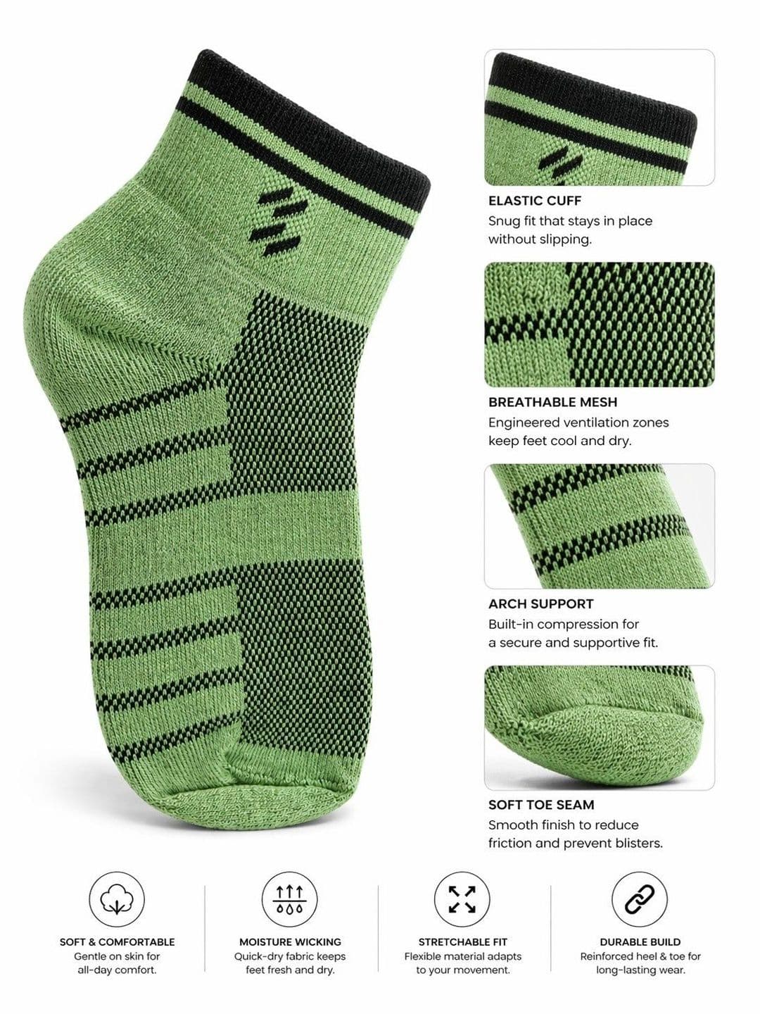 Sloxie Unisex Pack of 5 Cotton Assorted Patterned Ankle Length Socks thumbnail 2