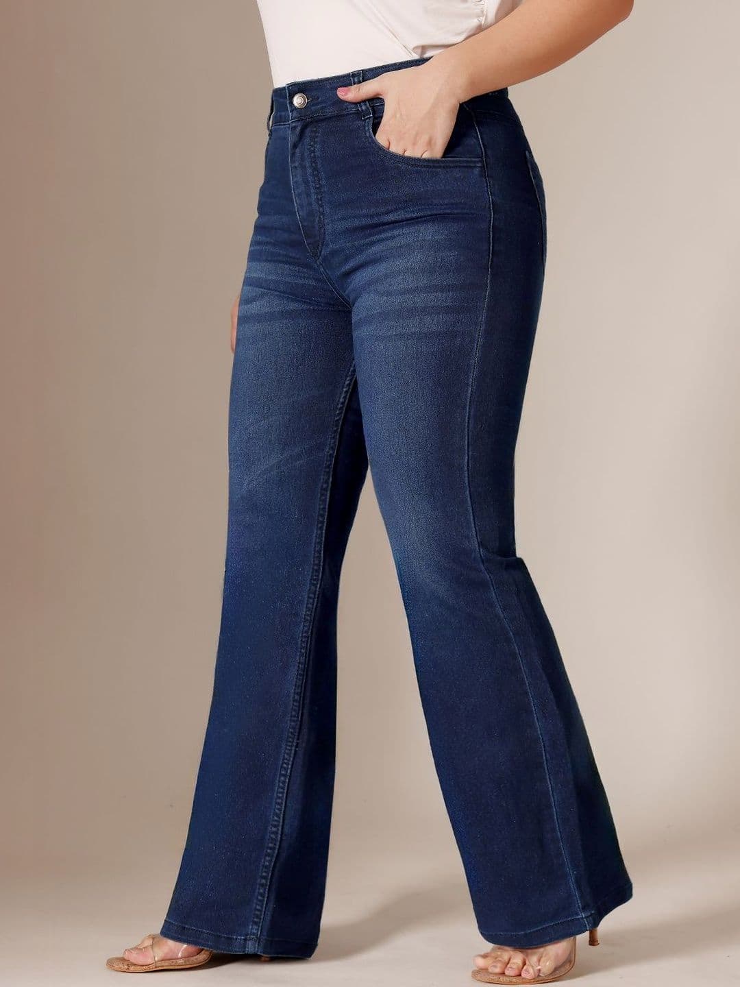 Miss Chase A+ Plus Size Women Wide leg Mid rise Regular Stretchable Denim Jeans - view 1