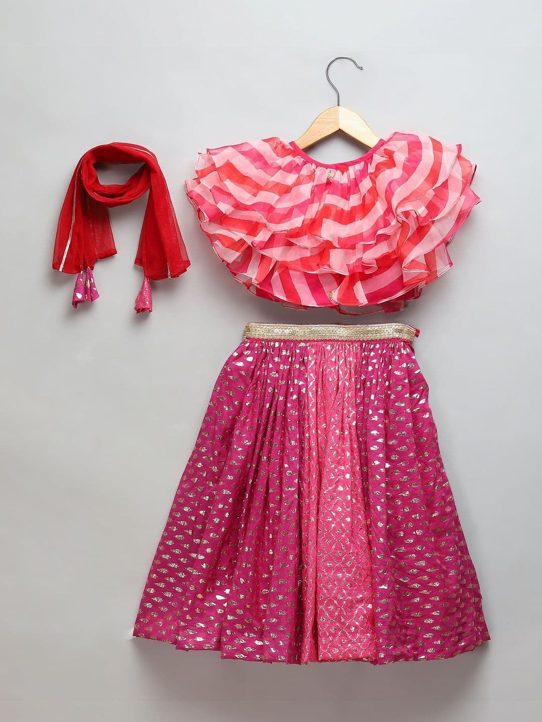 The Little Tales Girls Printed Foil Print Ready to Wear Lehenga & Blouse With Dupatta thumbnail 4