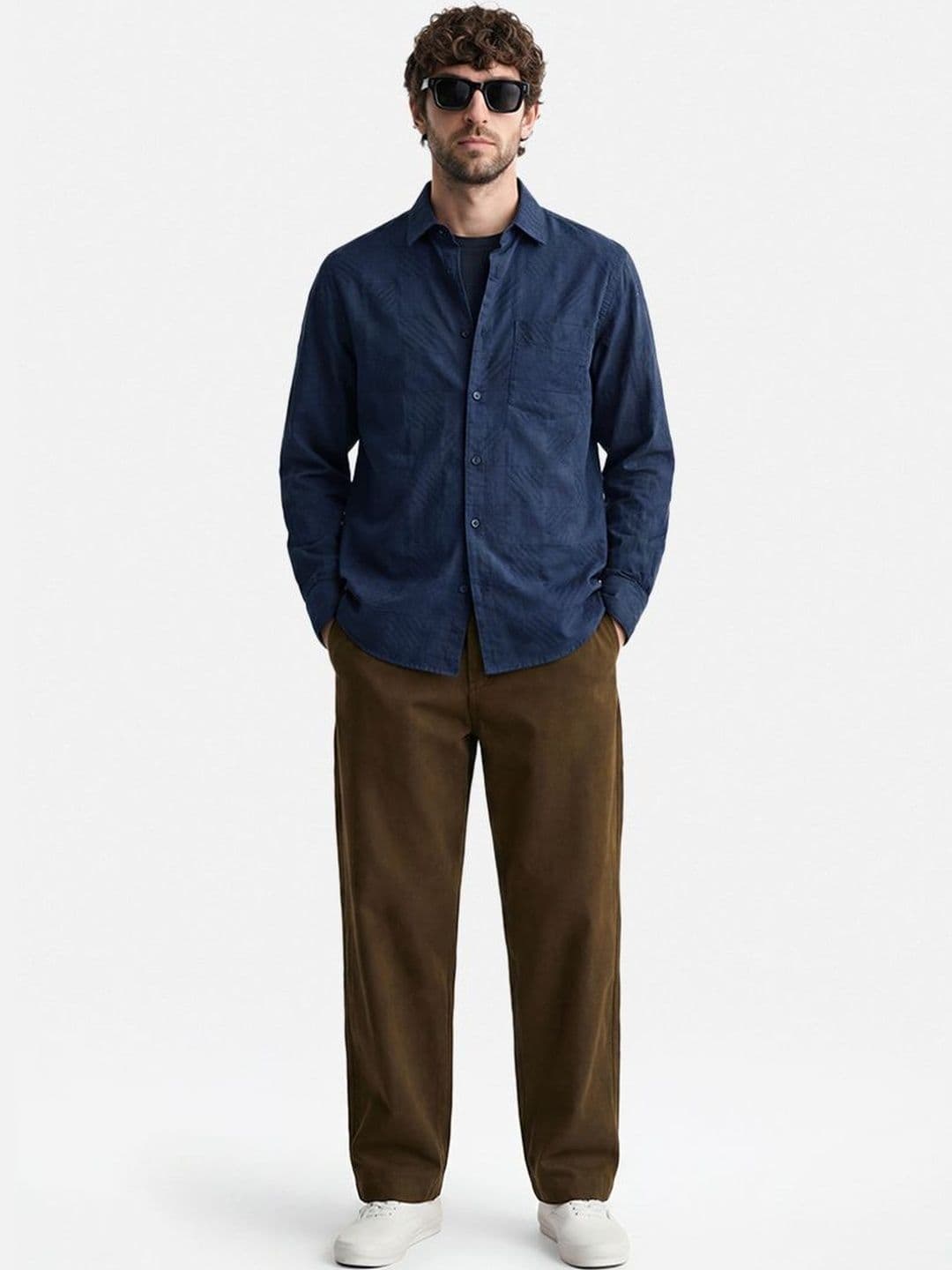Snitch Navy Blue Jacquard Shirt thumbnail 2