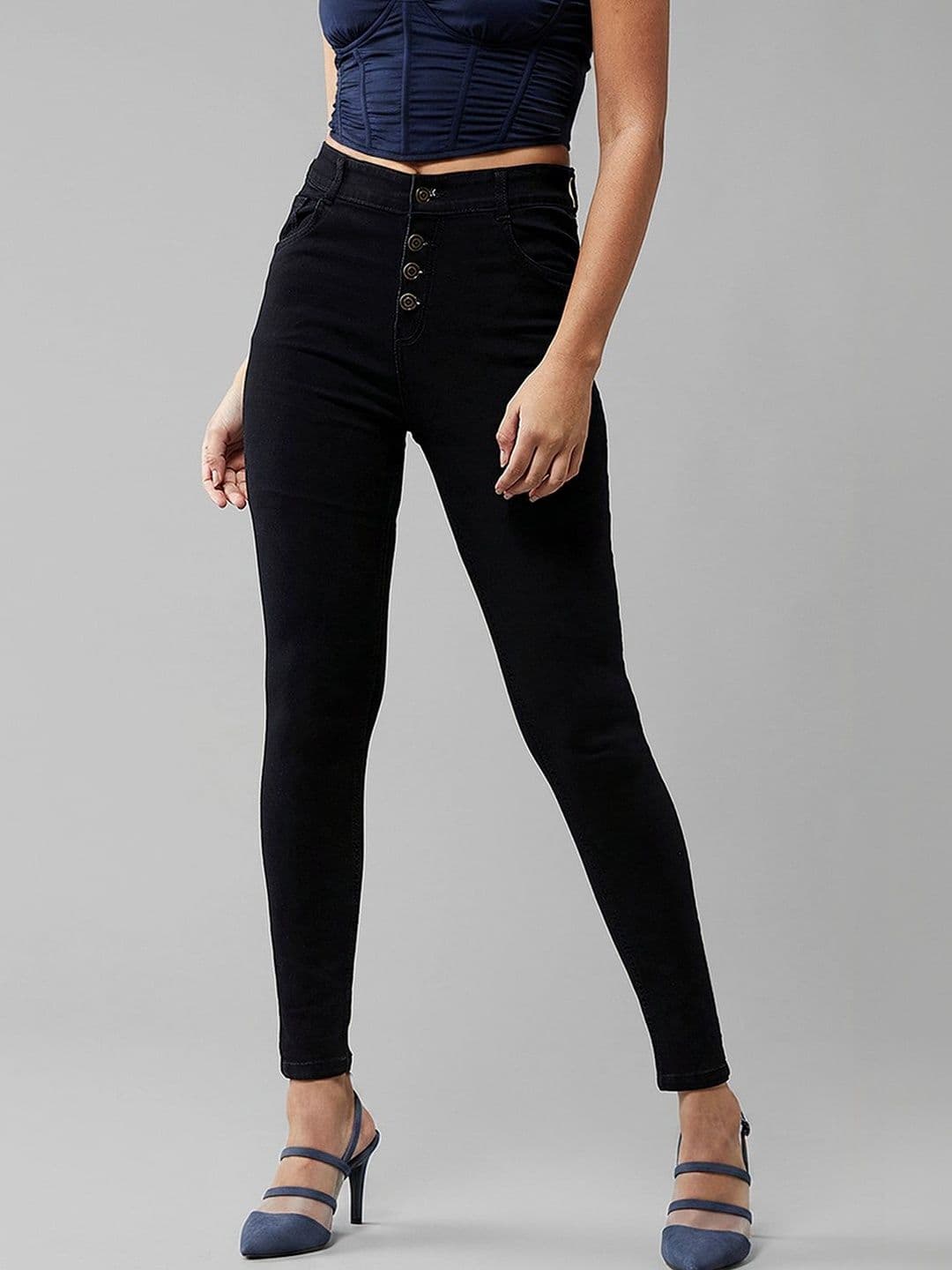 Mast & Harbour Women Skinny Fit High Rise Clean Look Regular Length Stretchable Denim Jeans - view 1