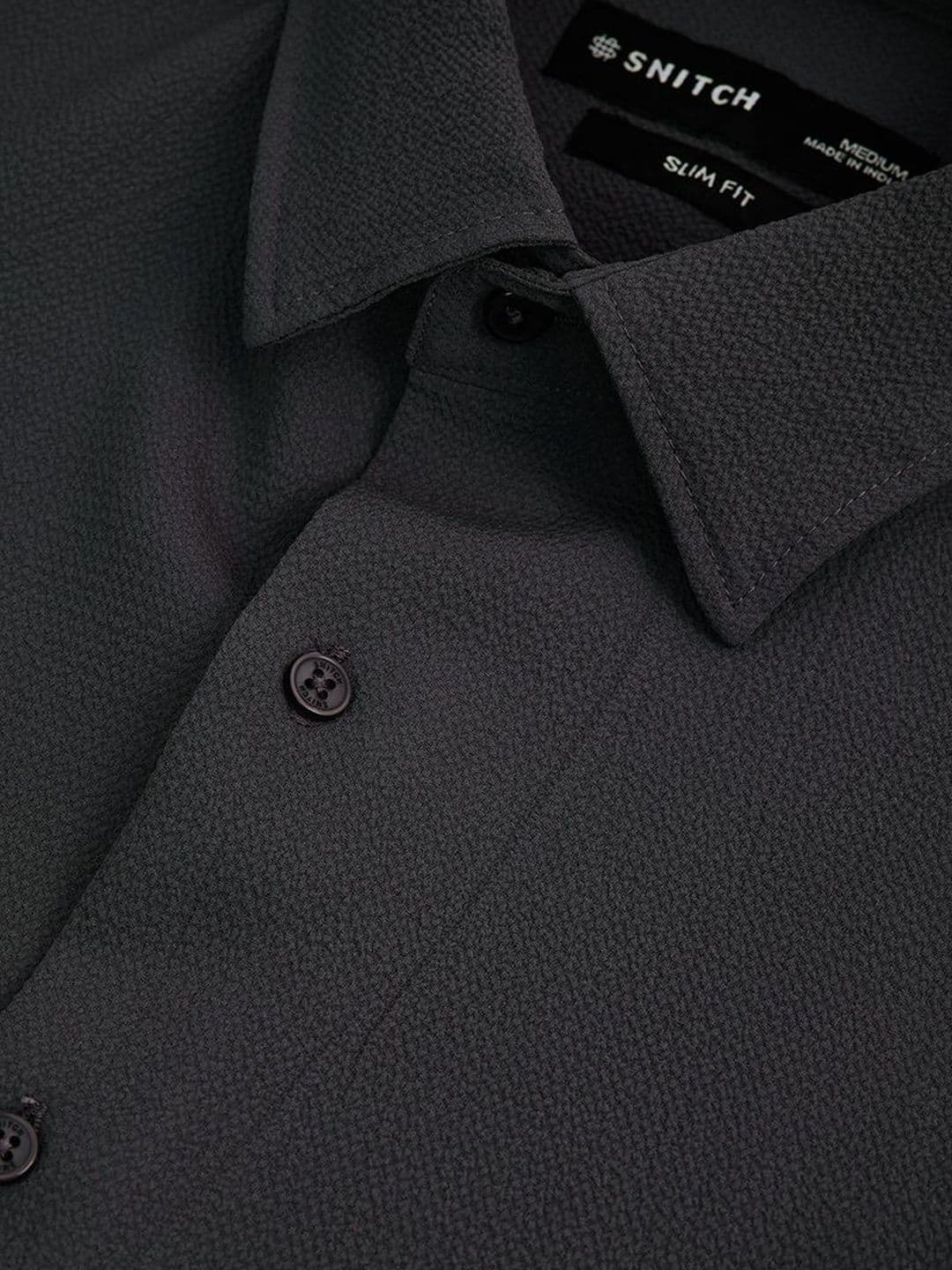 Snitch Charcoal Grey Textured Shirt thumbnail 7