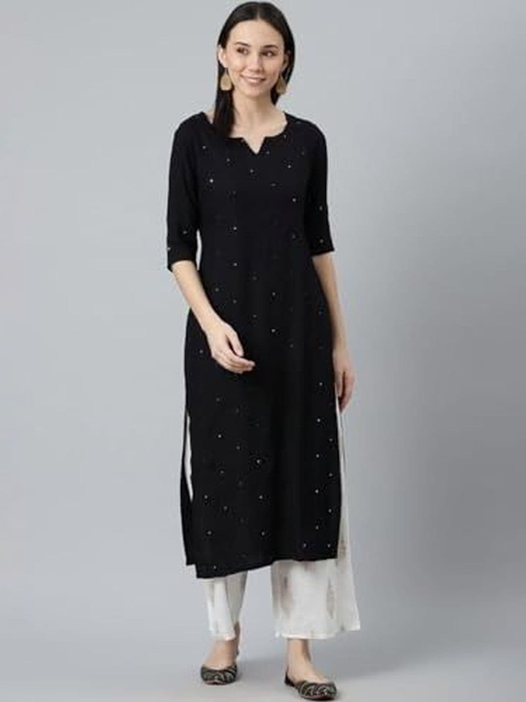 ANGIYA Embellished V-Neck Kurti - view 1