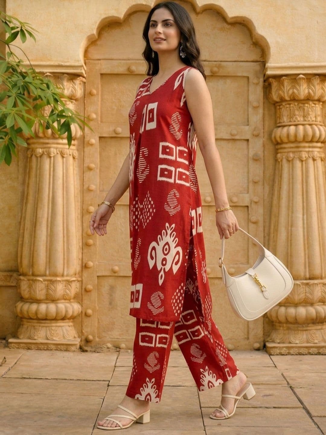 AANVI Bohemian Cotton Printed Tunic with Trousers thumbnail 3