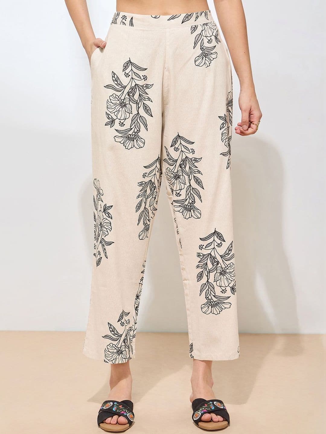 Sangria Floral Cotton Printed Tunic with Trousers thumbnail 5