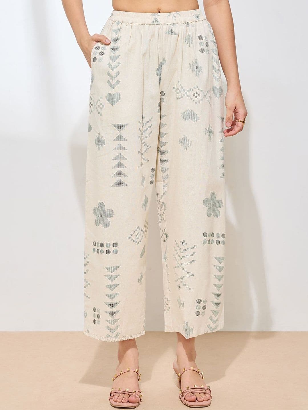 Sangria Cotton Printed Tunic with Palazzos thumbnail 2
