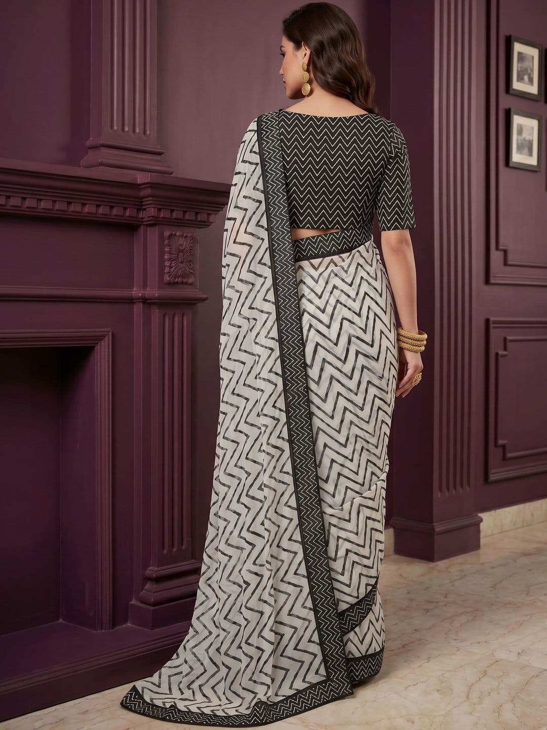 Dhaaga Ghar Pure Chiffon Saree thumbnail 7