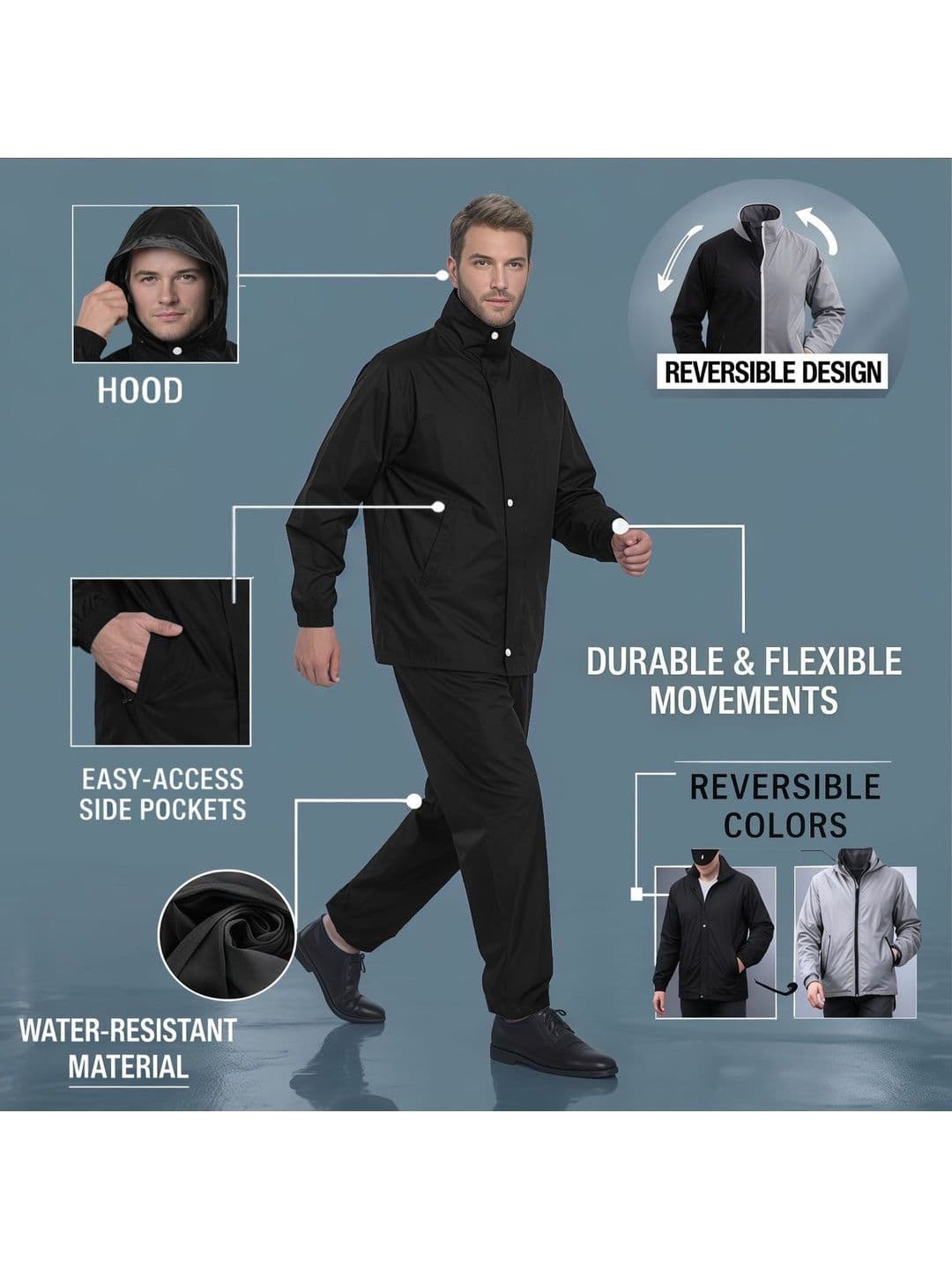CAMISON Waterproof Hooded Rain Jacket thumbnail 2