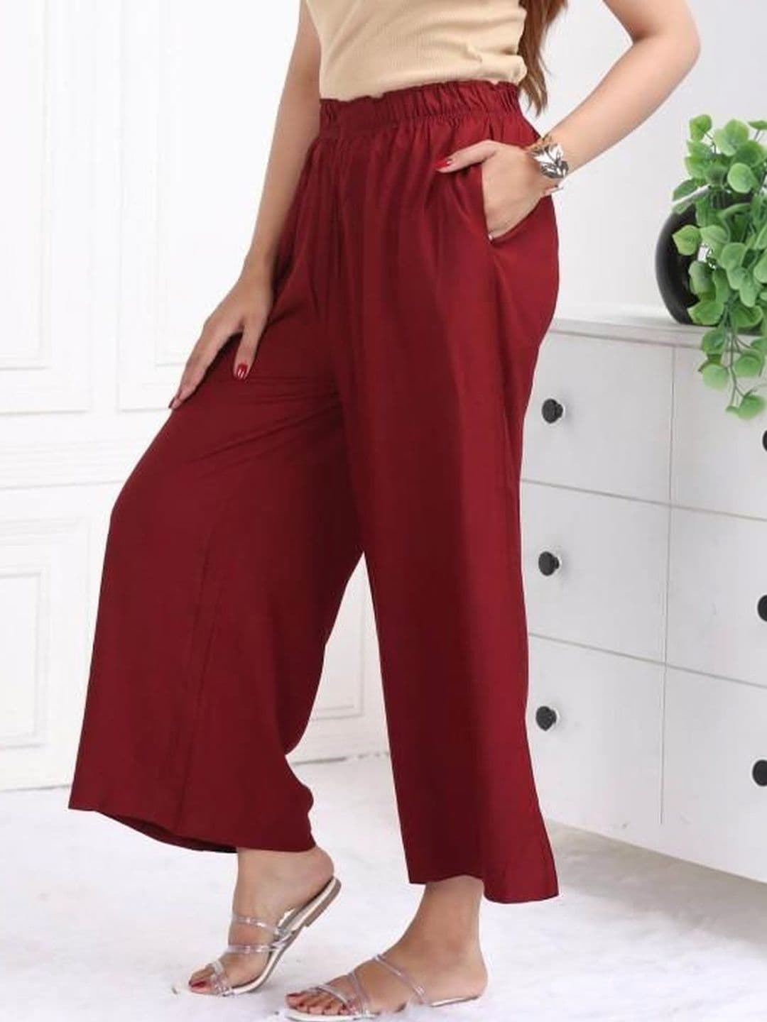 Fabinn Women Knitted Chiffon Blend Ethnic Palazzos thumbnail 3