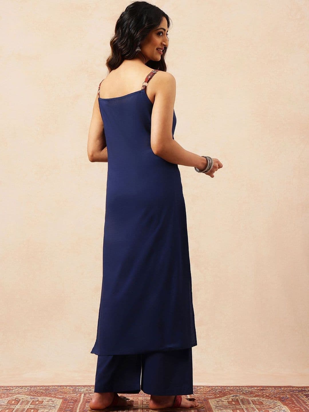 GULMEHAK Women Ethnic Motifs Embroidered Regular Mirror Work Pure Cotton Kurta with Palazzos thumbnail 5