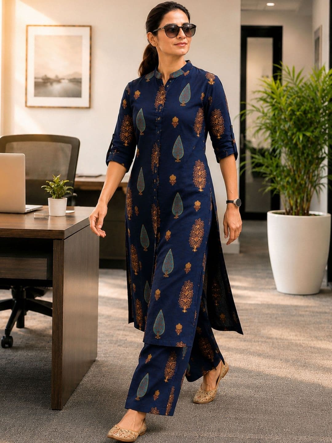 Klere Women Ethnic Motifs Printed Regular Kurta with Palazzos thumbnail 6